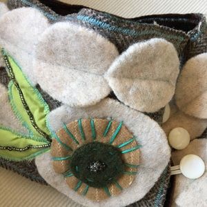 Unique wrap scarf - brown and cream